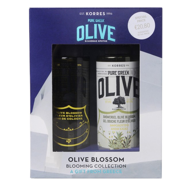 Korres Set Pure Greek Olive Αφρόλουτρο Άνθη Ελιάς 250ml + Korres Pure Greek Olive Αναζωογονητική Κολόνια Άνθη Ελιάς 100ml