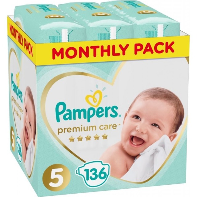 Pampers Premium Care No.5 (11-16 Κg) 136 Πάνες