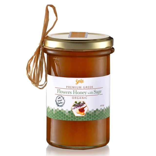 Am Health Smile Flowers Honey With Sage Βιολογικό Μέλι Ανθέων με Φασκόμηλο 410gr