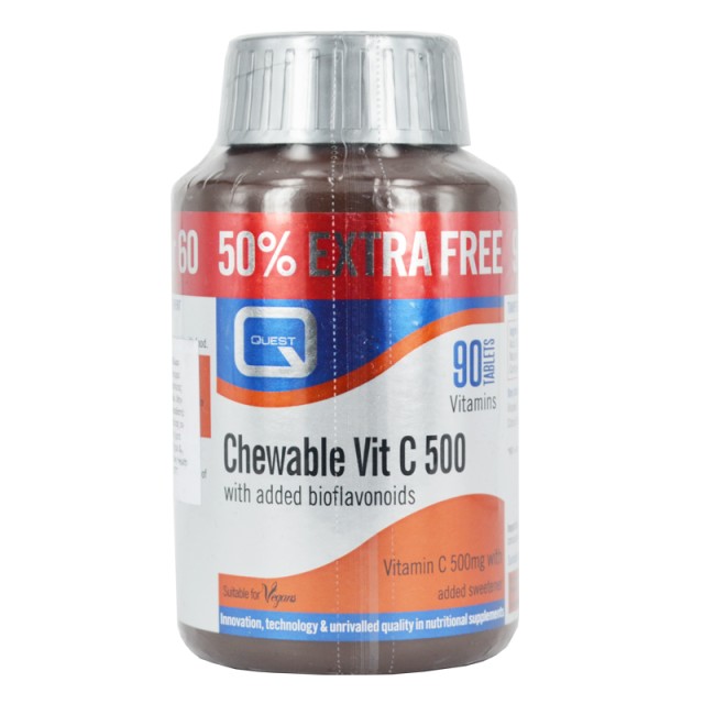 Quest Vitamin C 500mg 60 Chewable Tabs + Δώρο 30Tabs