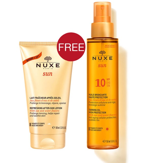 Nuxe Sun Tanning Oil Low Protection SPF10 Λάδι Μαυρίσματος για Πρόσωπο & Σώμα 150ml + Δώρο Nuxe Sun After Sun Lotion Πρόσωπο-Σώμα 100ml