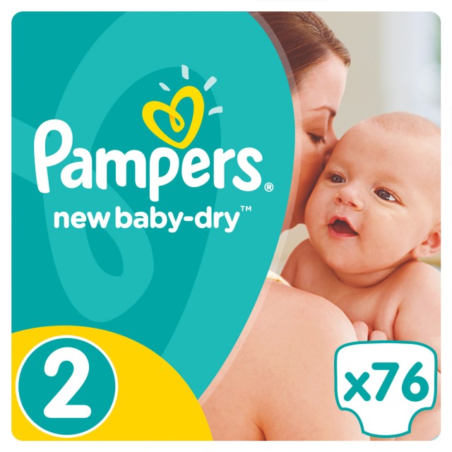 Pampers New Baby-Dry Jumbo Pack No 2 (3-6Kg) 76τμχ