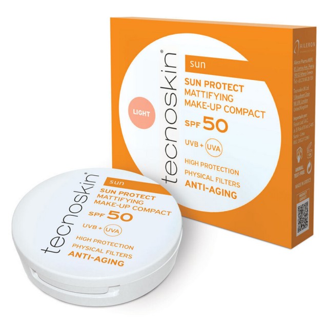 Tecnoskin Sun Protect Mattifying Make-Up Compact SPF50 Light Αντηλιακή Πούδρα Προσώπου 10g