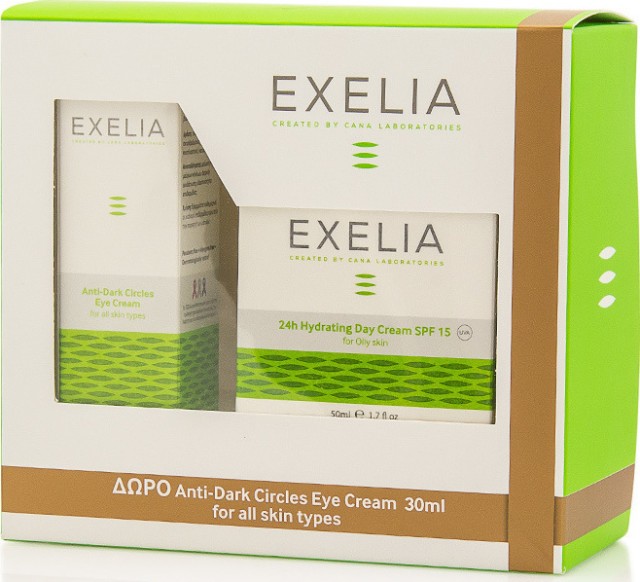 Exelia Set 24h Hydrating Day Cream SPF15 UVA for Oily skin 50ml + Anti Dark Circles Eye Cream for All Skin Types 30ml