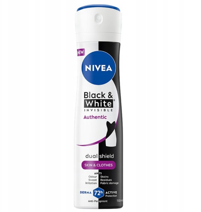 Nivea Black & White Invisible Authentic Dual Shield Spray 72h Γυναικείο Αποσμητικό 150ml