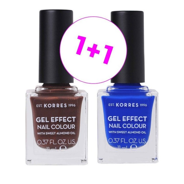 Korres Set Gel Effect Nail Colour 86 Ocean Blue 11ml + Δώρο Gel Effect Nail Colour 61 Sea Shell 11ml