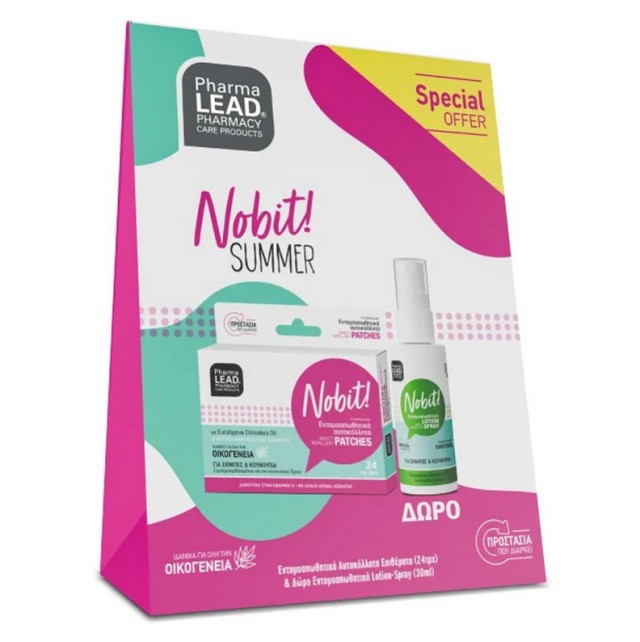 Pharmalead Set Nobit Summer Pink Εντομοαπωθητικά Αυτοκόλλητα 24Τεμάχια & Δώρο Εντομοαπωθητική Lotion Spray 30ml