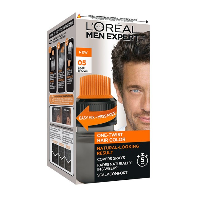 L'oreal Paris Men Expert One Twist Βαφή Μαλλιών 05 Καστανό Ανοιχτό 1τμχ