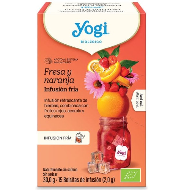 Yogi Tea Cold Brew Βιολογικό Τσάι Με Φράουλα & Πορτοκάλι 30gr 15 Teabags