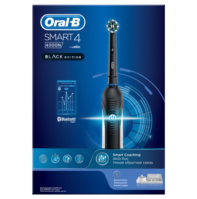 ORAL-B Smart4 4000 Επαναφορτιζόμενη Ηλεκτρική Οδοντόβουρτσα Black Edition 1τμχ