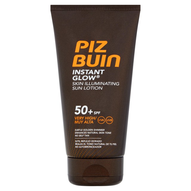 Piz Buin Instant Glow Skin Illuminating Sun Lotion SPF50+ Αντηλιακό Γαλάκτωμα υψηλής προστασίας 150ml