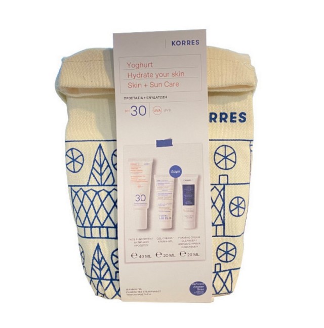 Korres Set Yoghurt Hydrate your Skin Face Sunscreen Cream Gel SPF30 40ml + Δώρο Nourishing Probiotic Moisturizing Gel Cream 20ml + Foaming Cream Cleanser Foaming Cleansing Cream 20ml