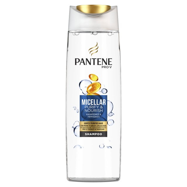 Pantene Pro-V Micellar Καθαρισμός & Περιποίηση Σαμπουάν 400ml, Αναζωογονεί Τα Μαλλιά