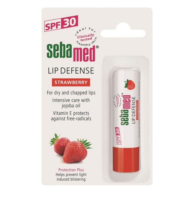 Sebamed Lip Defence Strawberry SPF30 Προστατευτικό & μαλακτικό για ταλαιπωρημένα χείλη 4.8g
