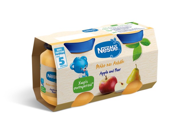 Nestle Παιδική Τροφή με Μήλο και Aχλάδι από 5 Μηνών 2Χ125gr