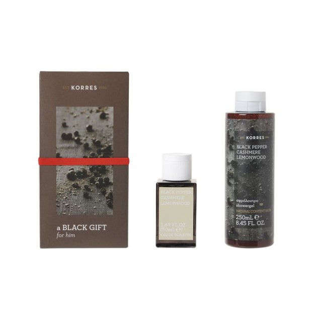 Korres Set Ανδρικό Άρωμα Black Pepper Cashmere Lemonwood 50ml & Δώρο Shower Gel 250ml