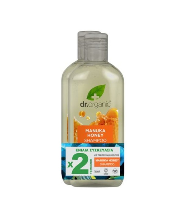 Dr. Organic Set Manuka Honey Shampoo Double Pack Σαμπουάν με Βιολογικό Μέλι Μανούκα για Θρέψη & Αναδόμηση 2 x 265 ml