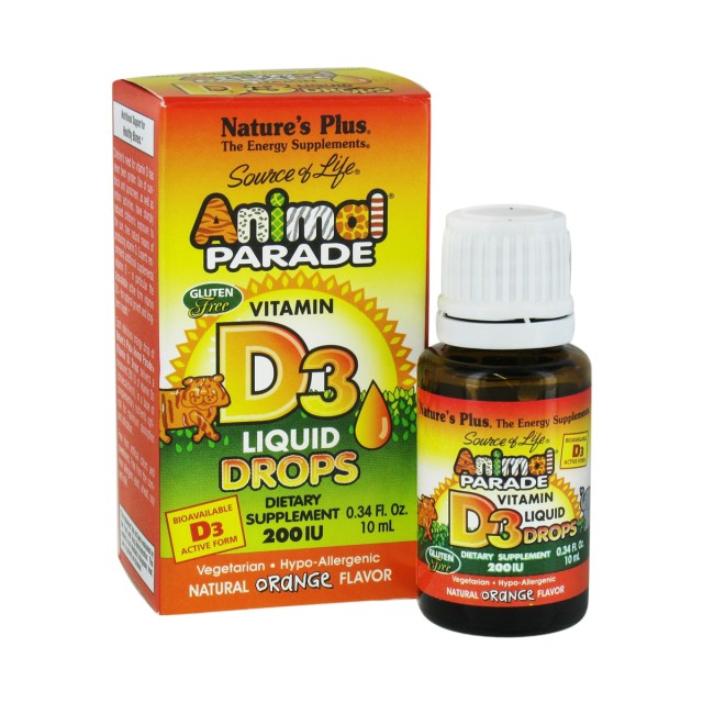 NATURE'S PLUS Animal Parade Vitamin D3 Drops Πόσιμες Σταγόνες με Γεύση Πορτοκάλι 10ml