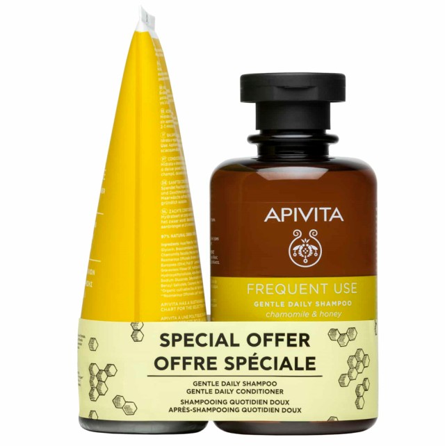 Apivita Set Frequent Use Σαμπουάν Καθημερινής Χρήσης με Χαμομήλι και Μέλι 250ml + Frequent Use Gentle Daily Conditioner με Χαμομήλι και Μέλι 150ml