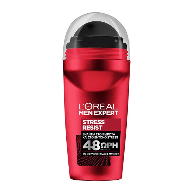 L'oreal Paris Men Expert Stress Resist 48H Aποσμητικό Roll-On Εκχύλισμα Γαλλικής Άμπελου 50ml