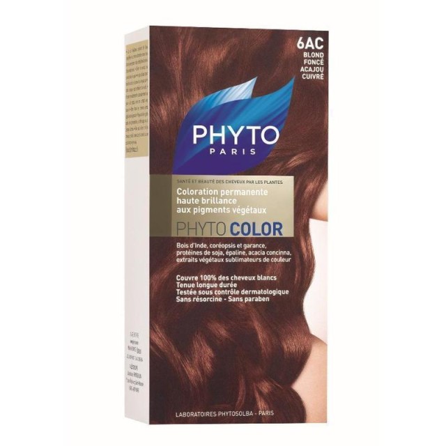 PHYTO PHYTOSOLBA COLOR ΜΟΝΙΜΗ ΒΑΦΗ ΜΑΛΛΙΩΝ 6AC BLOND FONCE ACAJOU CUIVRE / ΞΑΝΘΟ ΣΚΟΥΡΟ ΑΚΑΖΟΥ ΧΑΛΚΙΝΟ
