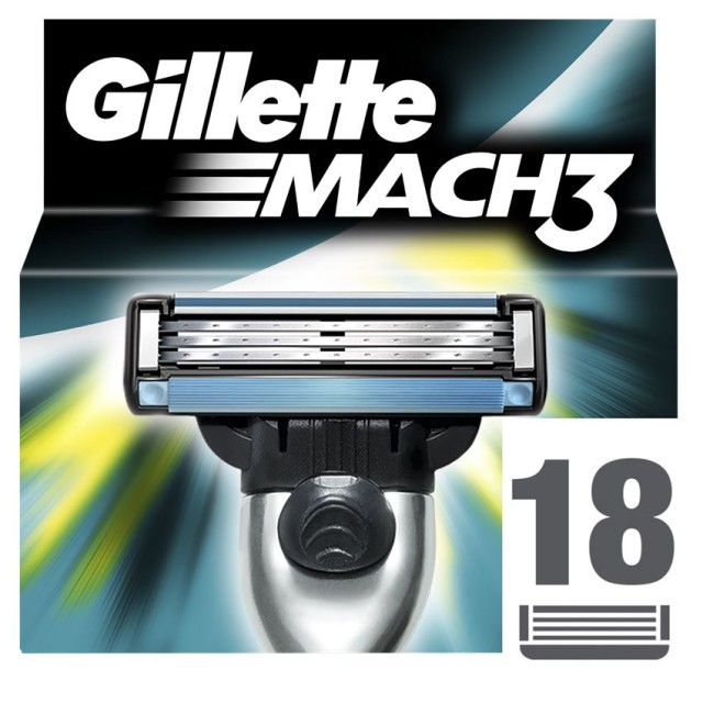 Gillette Mach 3 Ανταλλακτικά Ξυριστικής Μηχανής 18τμχ.