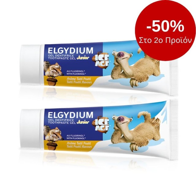 Elgydium Junior Toothpaste Ice Age Tutti Frutti 50ml + Elgydium Junior Toothpaste Ice Age Tutti Frutti 50ml -50% Στο 2ο Προϊόν