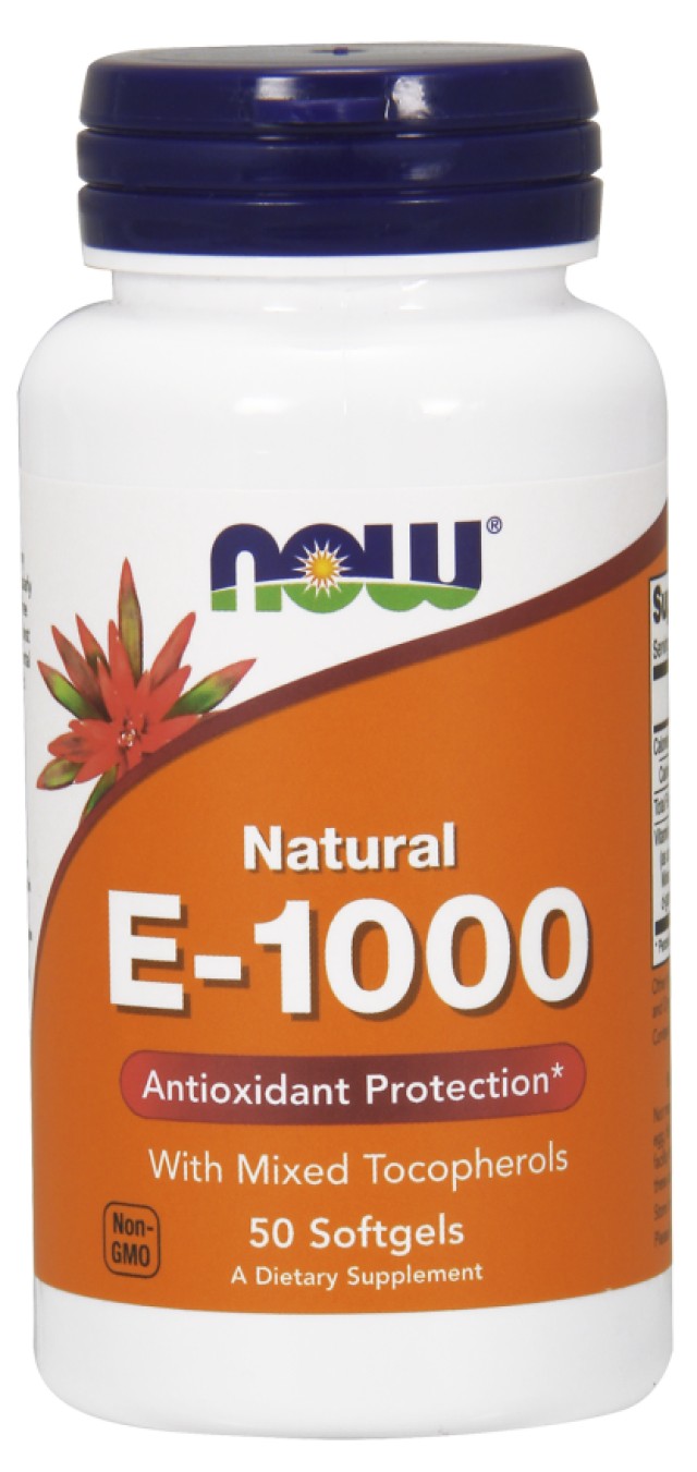Now Foods E 1000 IU, Mixed Tocopherols / Unesterified, 50 Μαλακές Κάψουλες