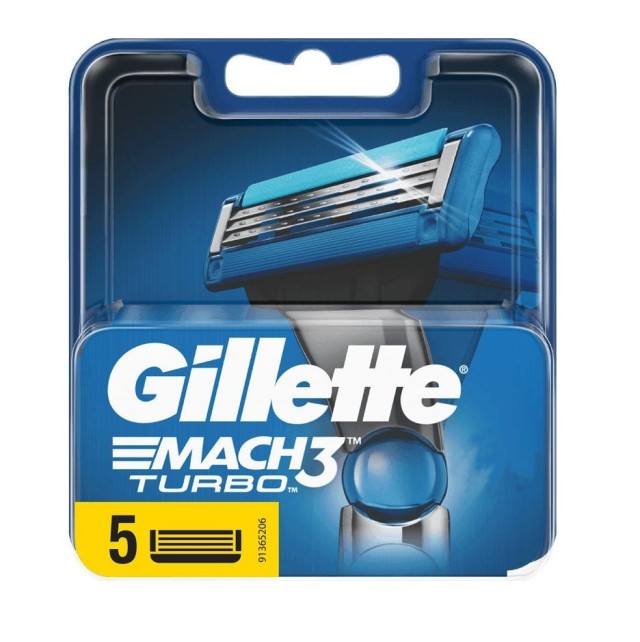 Gillette Mach 3 Turbo Ανταλλακτικές Κεφαλές Ξυριστικής Μηχανής 5τμχ