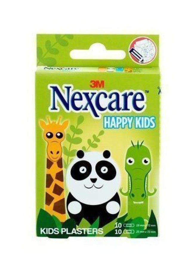 Nexcare Happy Kids Παιδικοί Αυτοκόλλητοι Μικροεπίδεσμοι Ζωάκια 20τμχ