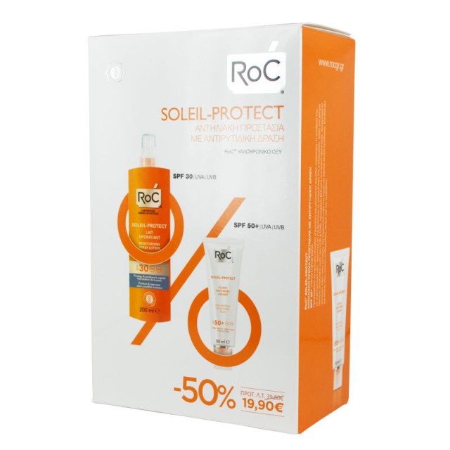 Roc Soleil-protect Anti-wrinkle Smoothing Fluid SPF50 50ml & Moisturising Spray Lotion SPF30 200ml