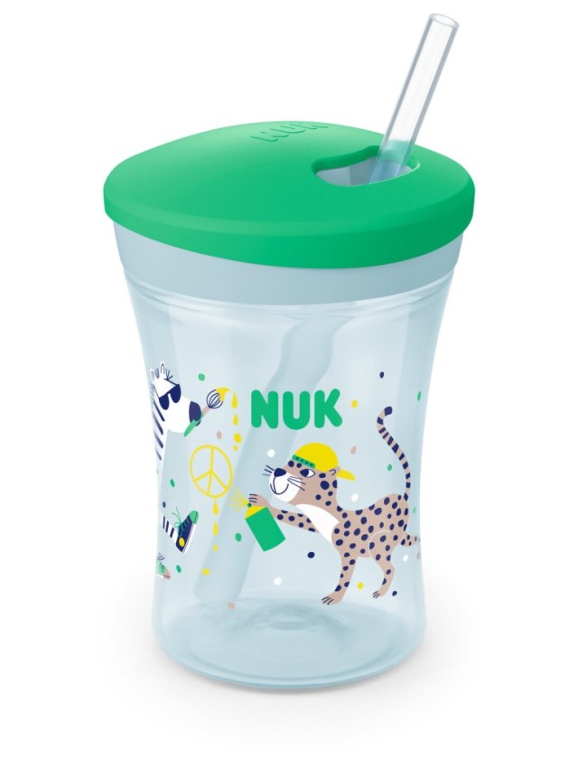 Nuk Evolution Action Cup Εκπαιδευτικό Κύπελλο με Καλαμάκι Πράσινο 12m+ 230ml 1τμχ