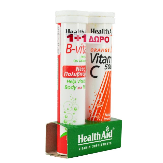 HEALTH AID B-Vital  & 500mg Πορτοκάλι - 20 + 20 Tabs ΔΩΡΟ