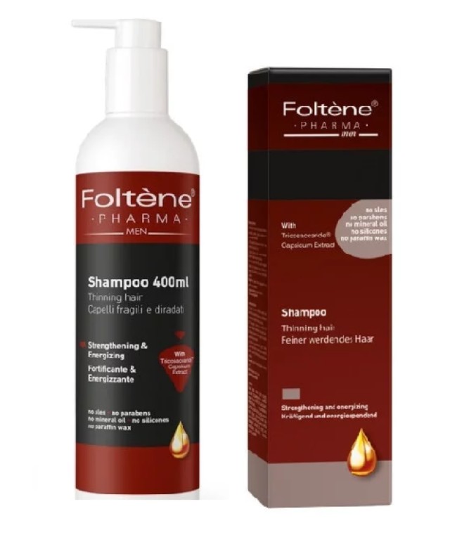 Foltene Pharma Men Shampoo Thinining Hair Strengthening & Energizing 400ml + Δώρο Foltene Pharma Men Shampoo 200ml
