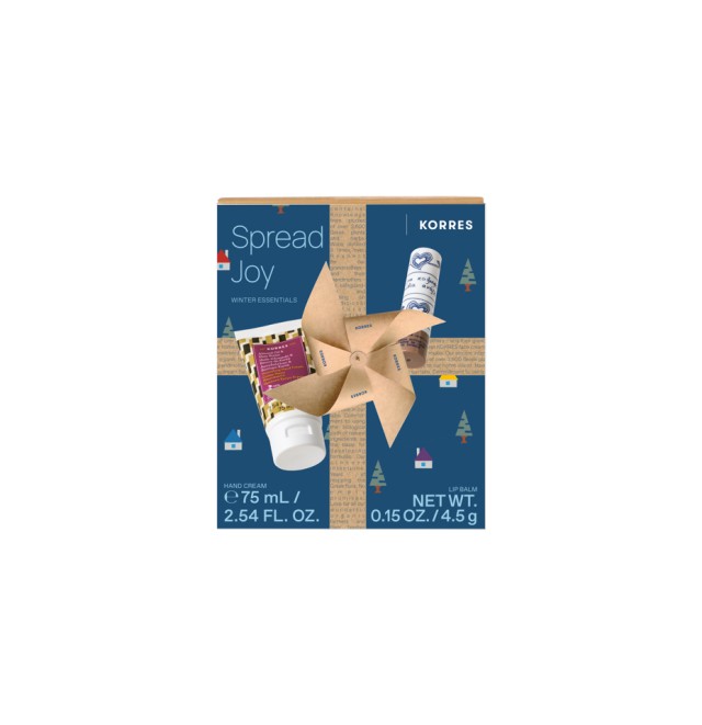 Korres Set Spread Joy Winter Essentials Nourishing Hand Cream Almond Oil & Shea Butter Κρέμα Χεριών με Αμυγδαλέλαιο και Βούτυρο Καριτέ 75ml + Lip Balm Cocoa Butter Βούτυρο Κακάο 4,5gr