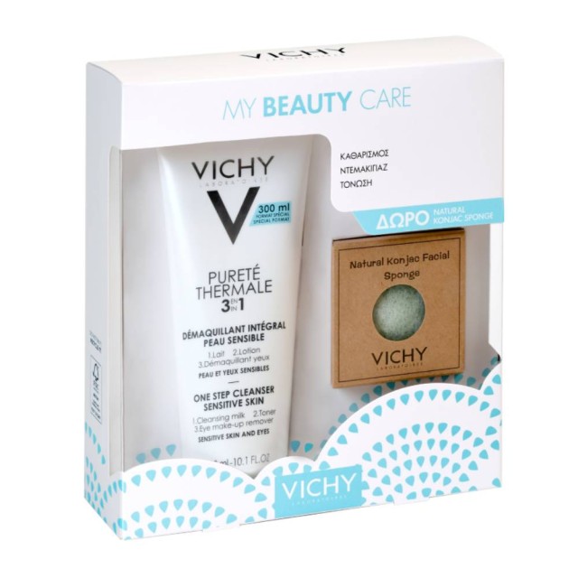Vichy Set Beauty Care Purete Thermale 3in1 Γαλάκτωμα Καθαρισμού 300ml + ΔΩΡΟ Φυσικό Σφουγγάρι Konjac 1τμχ