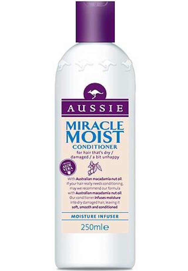 AUSSIE Miracle Moist Conditioner Μαλακτική κρέμα για ξηρά, αφυδατωμένα & κατεστραμμένα μαλλιά 250ml