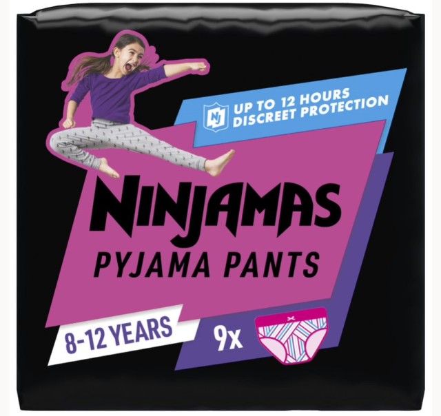 Pampers Ninjamas Girl Pyjama Pants 8-12years Πάνες Βρακάκι για τη Νύχτα (27-43kg) 9τμχ