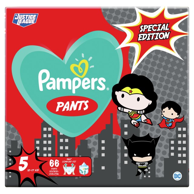 Pampers Pants No.5 Justice League (12-17 Kg) 66 Πάνες Βρακάκι Special Edition