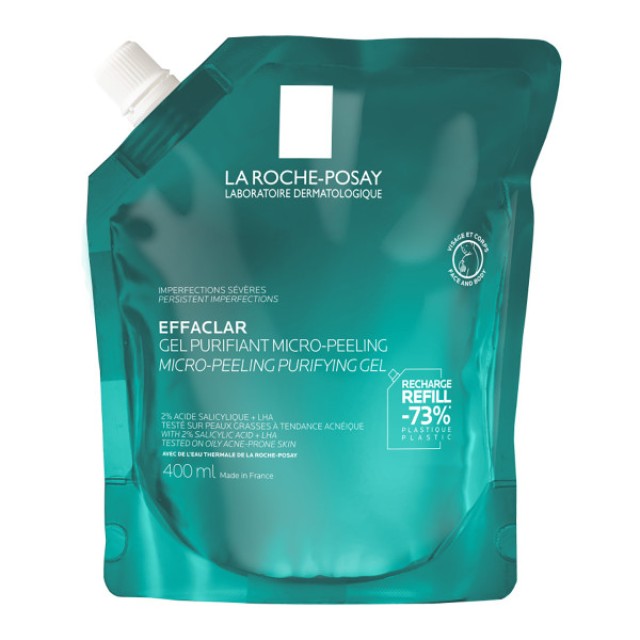 La Roche-Posay Effaclar Μicro-Peeling Purifying Gel Refill Τζελ Καθαρισμού για Eπίμονες Aτέλειες - Ανταλλακτική Συσκευασία 400ml