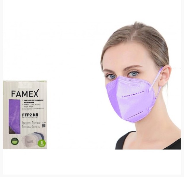 Famex Mask Μάσκες Υψηλής Προστασίας Λιλά FFP2 NR 10τμχ