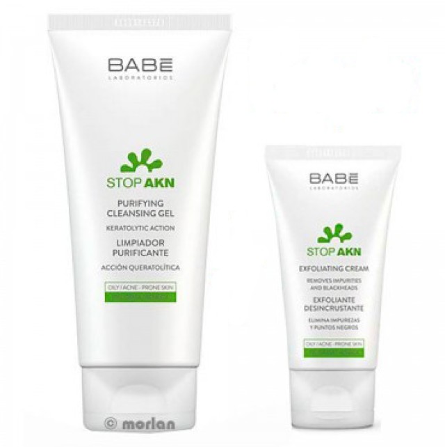 Babe Set Special Price Stop AKN Purifying Cleansing Gel 200ml + Babe Stop AKN Exfoliating Cream 50ml