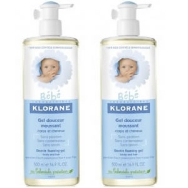 klorane gel douceur moussant 2x500ml