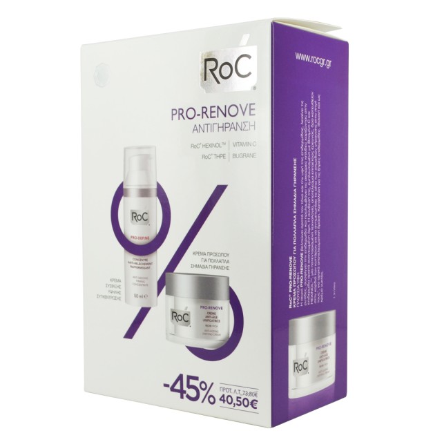ROC Pro-Renove Κρέμα Αντιγήρανσης Πλούσιας Υφής 50ml + Pro-Define Κρέμα Σύσφιξης 50 ml