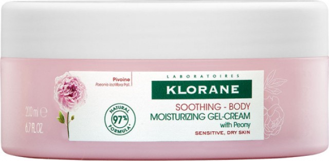 Klorane Peony Soothing Body Moisturizing Gel-Cream Ενυδατική Κρέμα Σώματος, 200ml