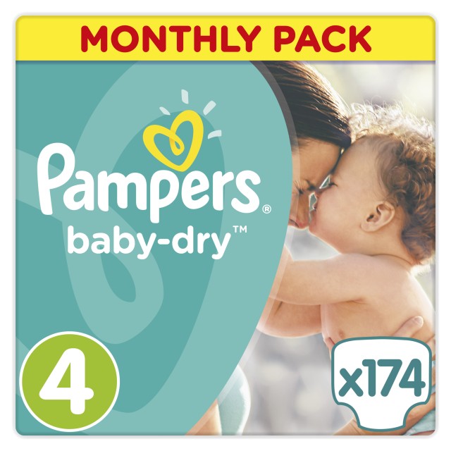PAMPERS Baby Dry Monthly Pack Maxi 174 τεμ Νο 4 (7-18kg)