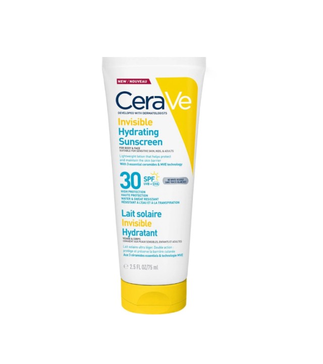 CeraVe Invisible Hydrating Sunscreen Spf30 Αντηλιακό για Πρόσωπο και Σώμα 75ml