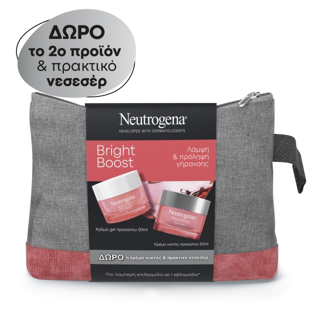 Neutrogena Set Bright Boost Gel-Cream Κρέμα Προσώπου 50ml & Δώρο Bright Boost Night Cream 50ml & Nεσεσέρ