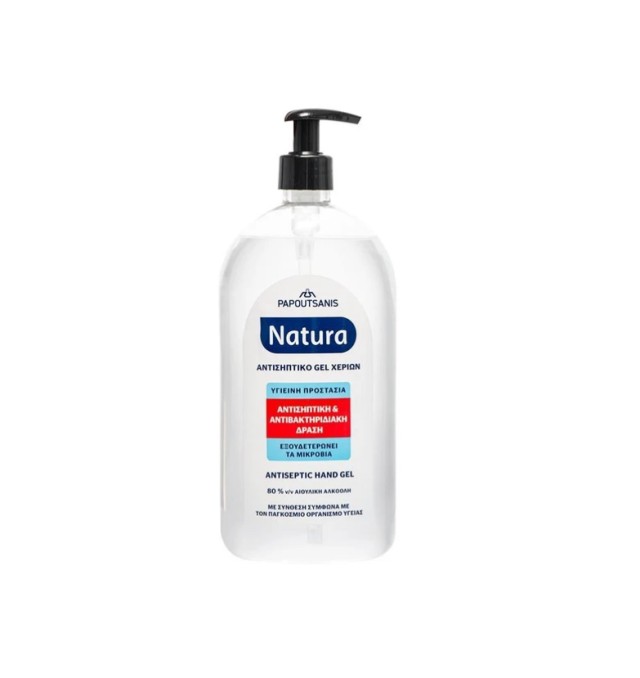 Papoutsanis Natura Αντισηπτικό Gel Χεριών 80% Αιθυλική Αλκοόλη 1000ml