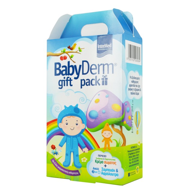 Intermed Babyderm Gift Pack Απαλό 2 σε 1 Σαμπουάν & Αφρόλουτρο 300ml + Boby Cream 0-6 Ετών 125ml